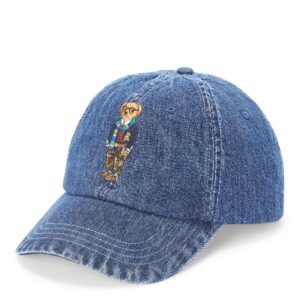 polo ralph lauren men`s polo bear chino ball denim cap with leather strap (denim(545413), one size)