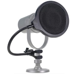 mv7 microphone pop filter mask shield for shure mv7 mic, 4 inch 3 layers windscreen with flexible 360°gooseneck clip by sunmon