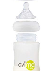 Avima Baby 12 oz Anti Colic Baby Bottles for Breastfed Babies - Fast Flow Nipples, Wide Neck Bottle, BPA Free - 9-12 Months, Stage 3 (Set of 6)