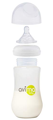 Avima Baby 12 oz Anti Colic Baby Bottles for Breastfed Babies - Fast Flow Nipples, Wide Neck Bottle, BPA Free - 9-12 Months, Stage 3 (Set of 6)