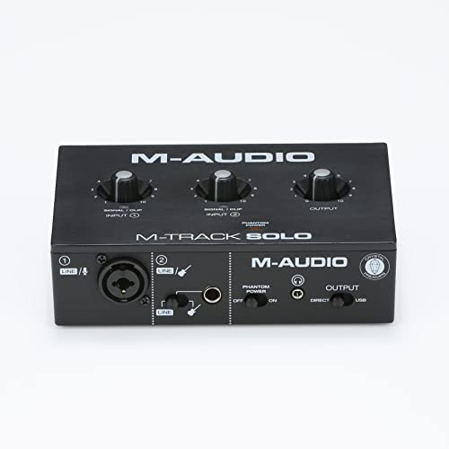 M-Audio M-Track Solo – USB Audio Interface for Recording, Streaming and Podcasting with XLR, Line and DI Inputs, Plus a Software Suite Included