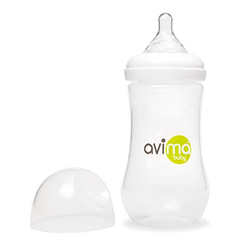 Avima Baby 12 oz Anti Colic Baby Bottles for Breastfed Babies - Fast Flow Nipples, Wide Neck Bottle, BPA Free - 9-12 Months, Stage 3 (Set of 6)