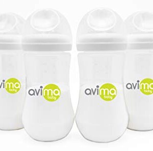 Avima Baby 12 oz Anti Colic Baby Bottles for Breastfed Babies - Fast Flow Nipples, Wide Neck Bottle, BPA Free - 9-12 Months, Stage 3 (Set of 6)