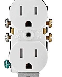 Leviton T5320-WMP M22-Straight Blade Tamper Resistant Duplex Receptacle, 125 V, 15 A, 2 Pole, 3 Wire, White, 2 Pack of 10