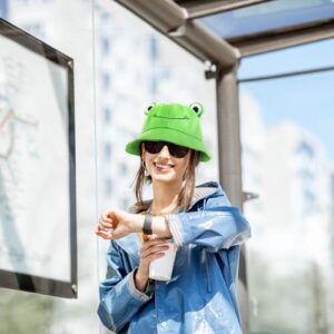 2 Pieces Frog Bucket Hat Cute Fisherman Hat Frog Bucket Sun Protection Cap Wide Brim Fisherman Hat (Green, 21.5-23 Inch/ 55-58 cm)