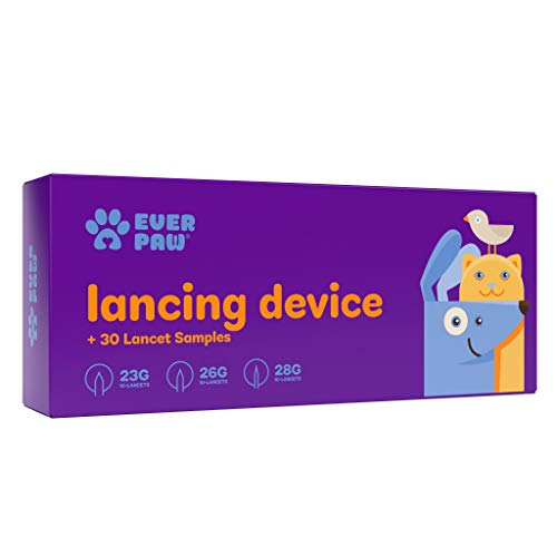 EverPaw Lancing Device Starter Kit + 30 Lancets for Diabetes Testing | Adjustable Lancing Device for Dogs and Cats| 30 Blood Glucose Lancets (10) 23g, (10) 26g and (10) 28g Lancets for Pets