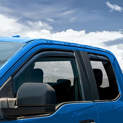 Goodyear Shatterproof in-Channel Window Deflectors for Ford F150 2015-2020 SuperCab (fit for Ford F250-F550 17-23) Rain Guards,Window Visors for Cars,Vent Deflector, Car Accessories, 4pcs - GY003419LP