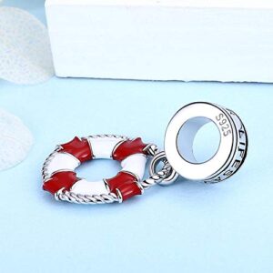 Bolenvi Lifesaver Lifeguard Life Guard Pool Beach 925 Sterling Silver Charm Bead for Pandora & Similar Charm Bracelets or Necklaces