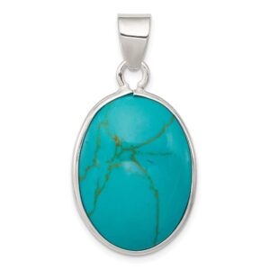 sterling silver oval turquoise pendant qqp1323