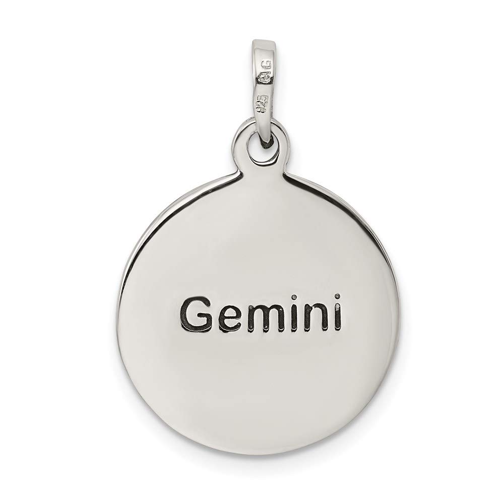 Sterling Silver Polished Antique Finish Gemini Horoscope Zodiac Pendant QQC7414