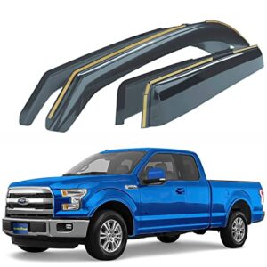 Goodyear Shatterproof in-Channel Window Deflectors for Ford F150 2015-2020 SuperCab (fit for Ford F250-F550 17-23) Rain Guards,Window Visors for Cars,Vent Deflector, Car Accessories, 4pcs - GY003419LP