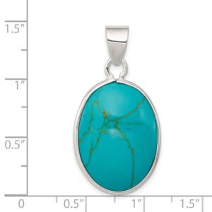 Sterling Silver Oval Turquoise Pendant QQP1323