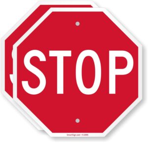 SmartSign “STOP” Sign | 12" x 12" Engineer Grade Reflective Aluminum (Pack of 2), Made in USA