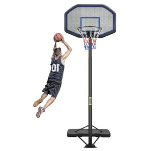 pro court portable basketball hoop 10ft adjustable basketball hoop goal system 43in hdpe shatterprooft backboard for kids/adults in backyard indoor outdoor sports