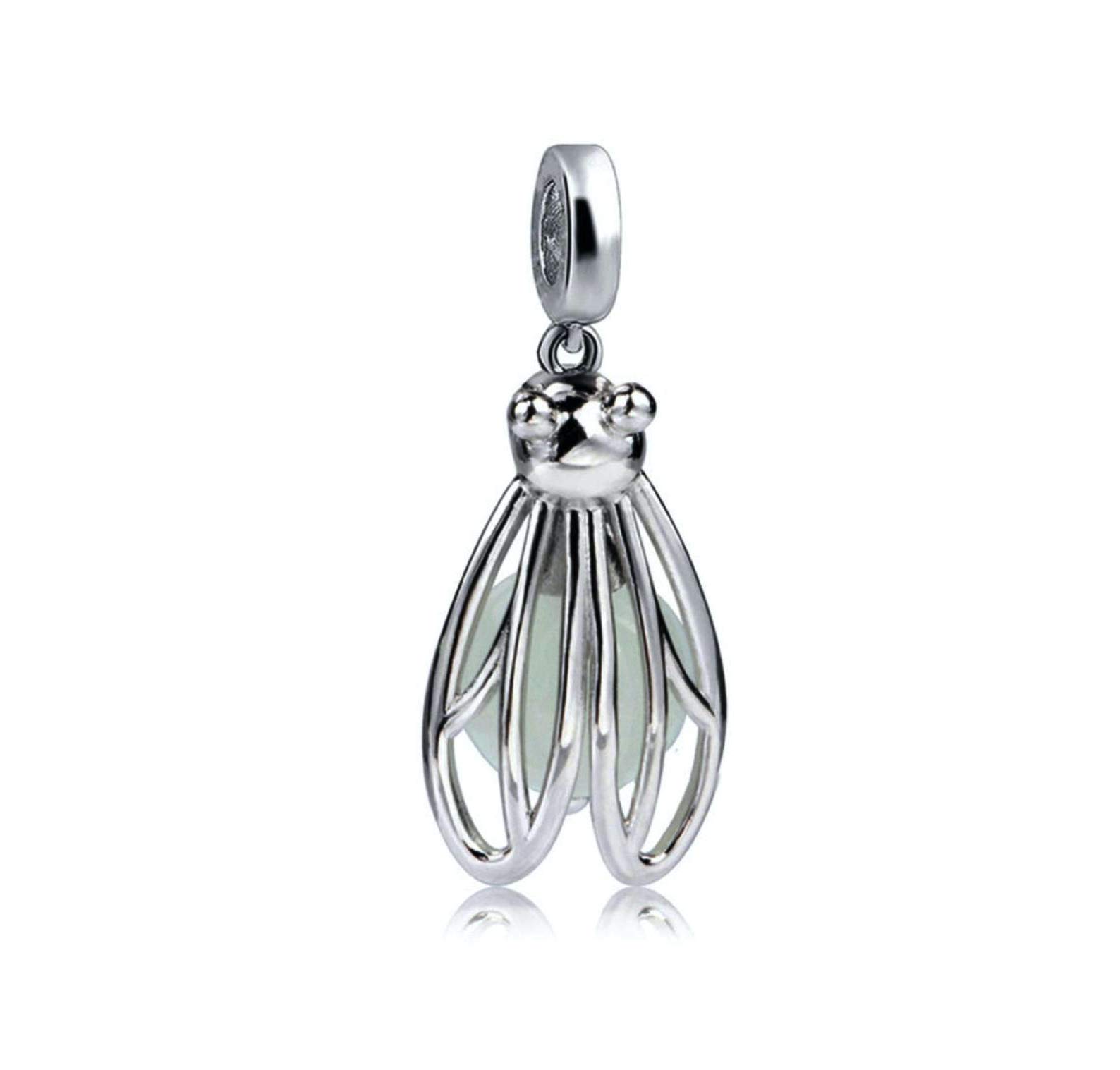 Bolenvi Luminous Firefly Glow in The Dark 925 Sterling Silver Charm Bead Pendant for Pandora & Similar Charm Bracelets or Necklaces