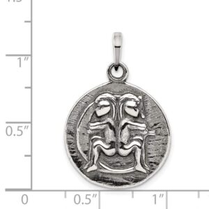 Sterling Silver Polished Antique Finish Gemini Horoscope Zodiac Pendant QQC7414