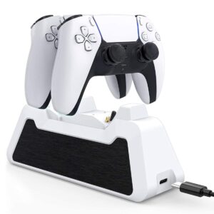 OSTENT Fast Charger Charging Station for Sony PS5 PlayStation 5 Wireless Bluetooth DualSense Controller Color White