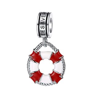 Bolenvi Lifesaver Lifeguard Life Guard Pool Beach 925 Sterling Silver Charm Bead for Pandora & Similar Charm Bracelets or Necklaces