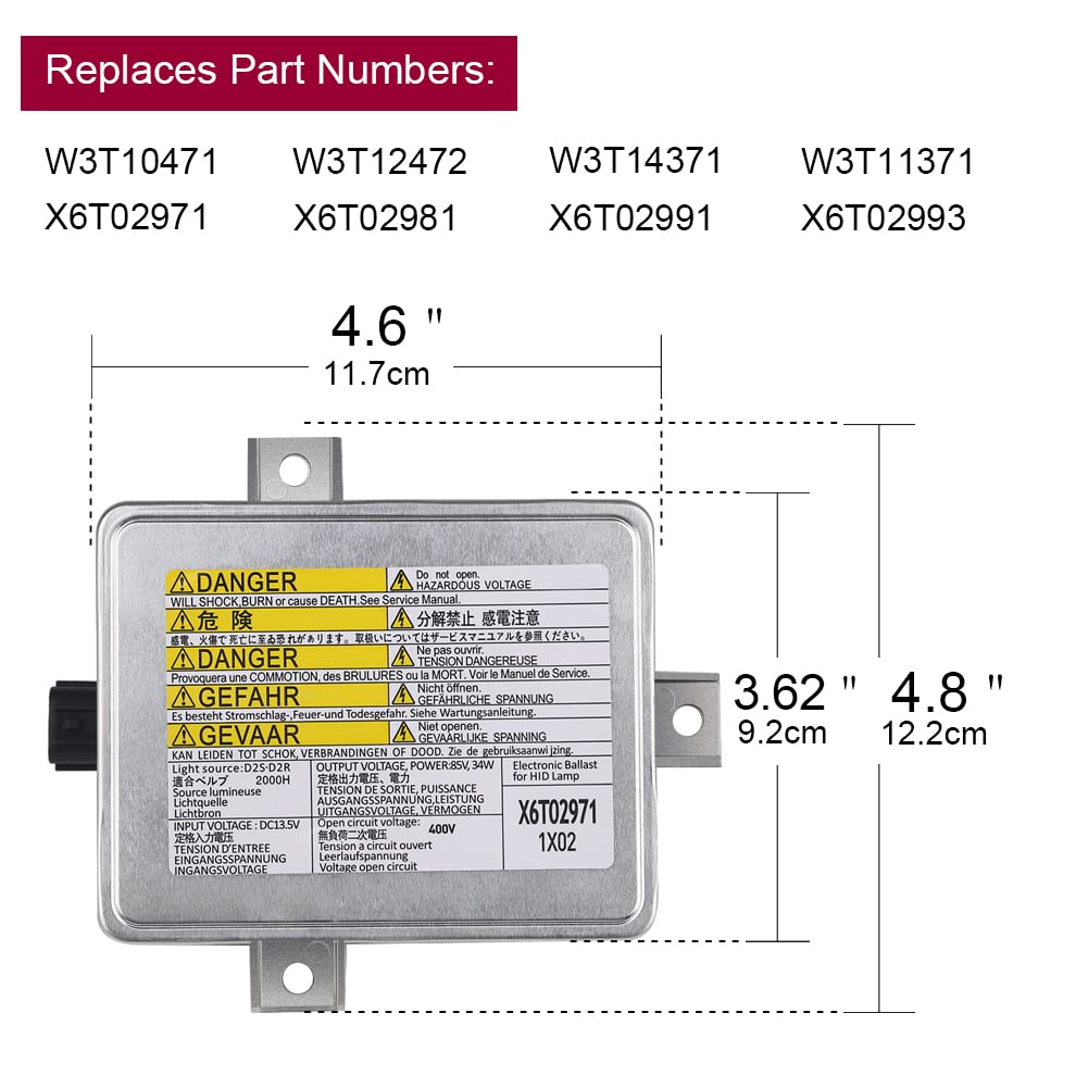 WMPHE HID Headlight Ballast Compatible with Acura TL Acura TSX Honda S2000 Mazda 3 Replacement for X6T02981 W3T10471 X6T02971 33119-S0K-A10 Xenon HID Ballast Headlight Control Unit Module (2 PCS)