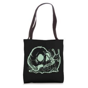 occult goth gothic emo dark creepy skull snail witchcraft tote bag