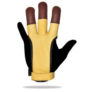 UNIVERSE ARCHERY Leather Archery Glove | Handmade Shooting Hunting Three Finger Gloves | Recurve Bow Archery Cow Hide Leather Gloves | Excellent Fitting