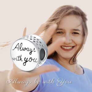 PEIMKO Personalized Photo Charm Fit Snake Bracelet Sterling Silver Customized Picture Round Shape Bead (A-always with you round)