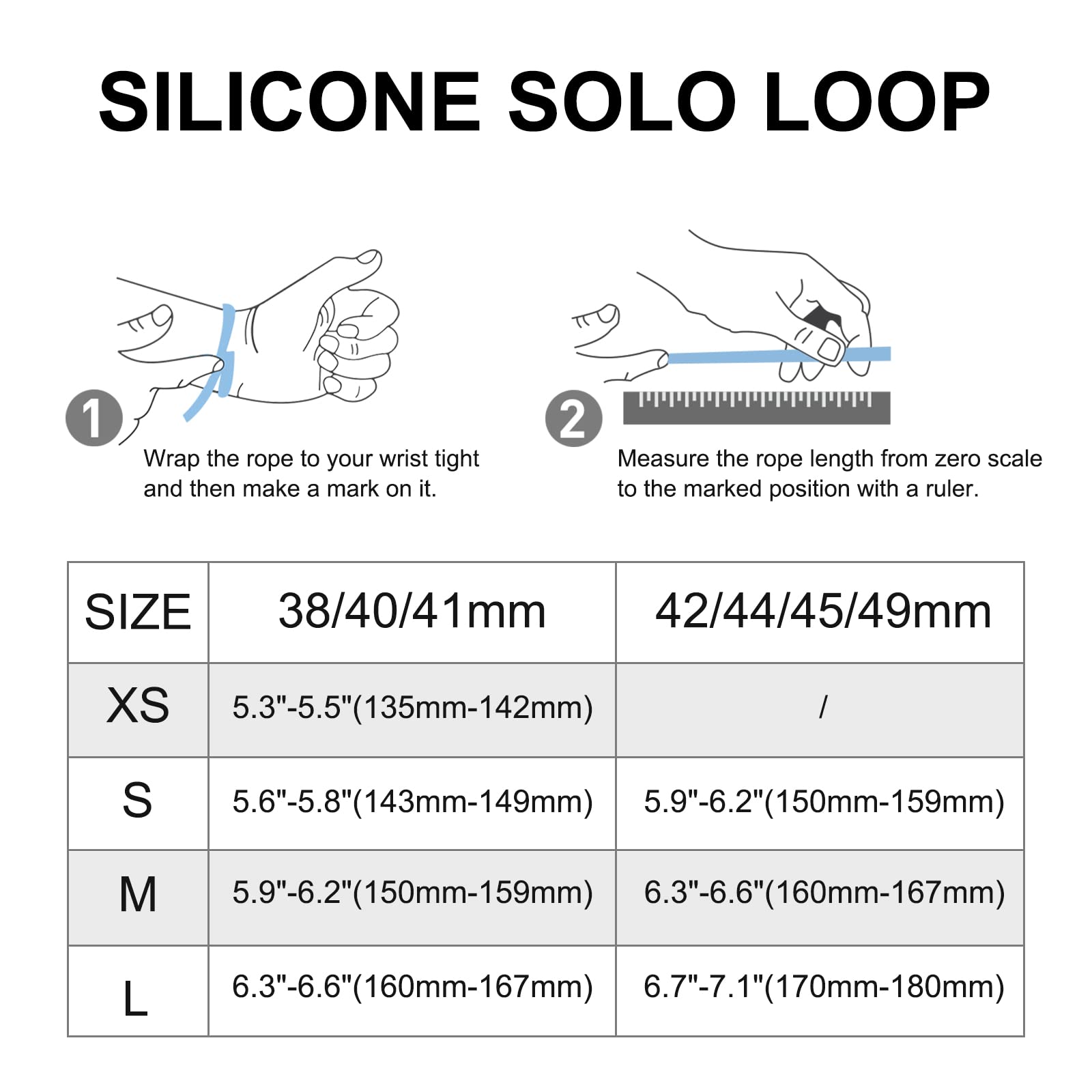 Silicone Solo Loop Bands Compatible with Apple Watch Band 38mm 40mm 41mm 42mm 44mm 45mm 49mm, Stretchy Silicone Elastic Sport Strap Compatible for iWatch Series 9/8/7/6/5/4/3/2/1/SE/Ultra/Ultra 2