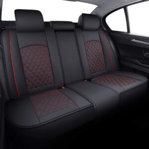 YIERTAI Car Seat Covers Universal Fit Compatible with Ford Escape Edge Versa Fiesta Highlander Maxima Sorento Rogue Truck Cushions with Waterproof Faux Leather, Full Set, Black-Red