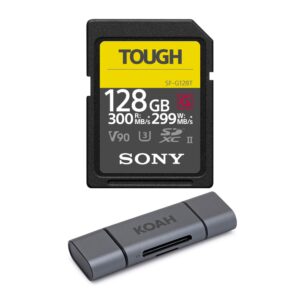 Sony 128GB UHS-II Tough G-Series SD Card and 2-in-1 Aluminum Dual Slot SD Card Reader Bundle (2 Items)