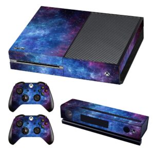 uushop protective vinyl skin decal cover for microsoft xbox one blue and purple nebula(upgraded)