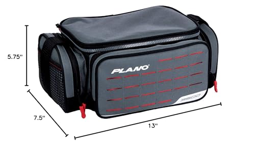 Plano Weekend Series 3500 Tackle Case, Gray Fabric, Includes 2 Stowaway Storage Boxes, Small Soft Fishing Tackle Bag for Baits & Lures, MOLLE Attachments, Charcoal