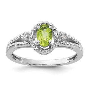 icecarats 925 sterling silver green peridot diamond ring gemstone band august birthstone jewelry size 10