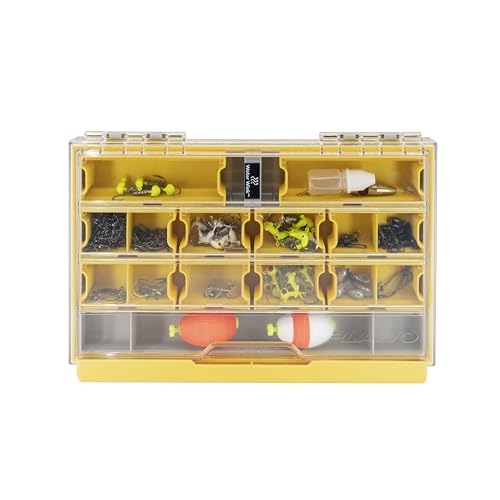 Plano EDGE 3600 Terminal Tackle Storage, Gray and Yellow, Includes 10 Hook Retainers, Rustrictor Rust-Resistant Technology, Waterproof Premium Fishing Utility Box