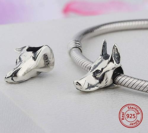 Bolenvi German Shepard Dog Head 925 Sterling Silver Charm Bead Pendant for Pandora & Similar Charm Bracelets or Necklaces