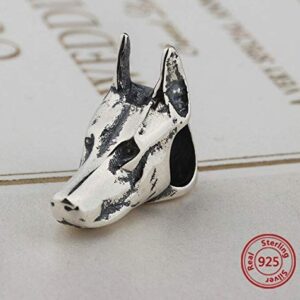 Bolenvi German Shepard Dog Head 925 Sterling Silver Charm Bead Pendant for Pandora & Similar Charm Bracelets or Necklaces