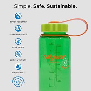 Nalgene Sustain Tritan BPA-Free Water Bottle Made with Material Derived From 50% Plastic Waste, 16 OZ, Wide Mouth, Cerulean Sustain