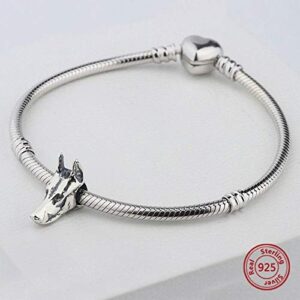 Bolenvi German Shepard Dog Head 925 Sterling Silver Charm Bead Pendant for Pandora & Similar Charm Bracelets or Necklaces