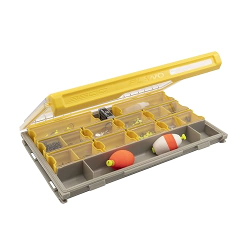 Plano EDGE 3600 Terminal Tackle Storage, Gray and Yellow, Includes 10 Hook Retainers, Rustrictor Rust-Resistant Technology, Waterproof Premium Fishing Utility Box