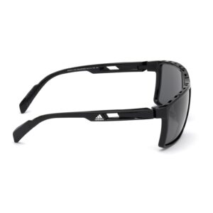 adidas Men's Injected Sun Glasses Round Sunglasses, Shiny Black/Smoke Polarized, 63/12/130