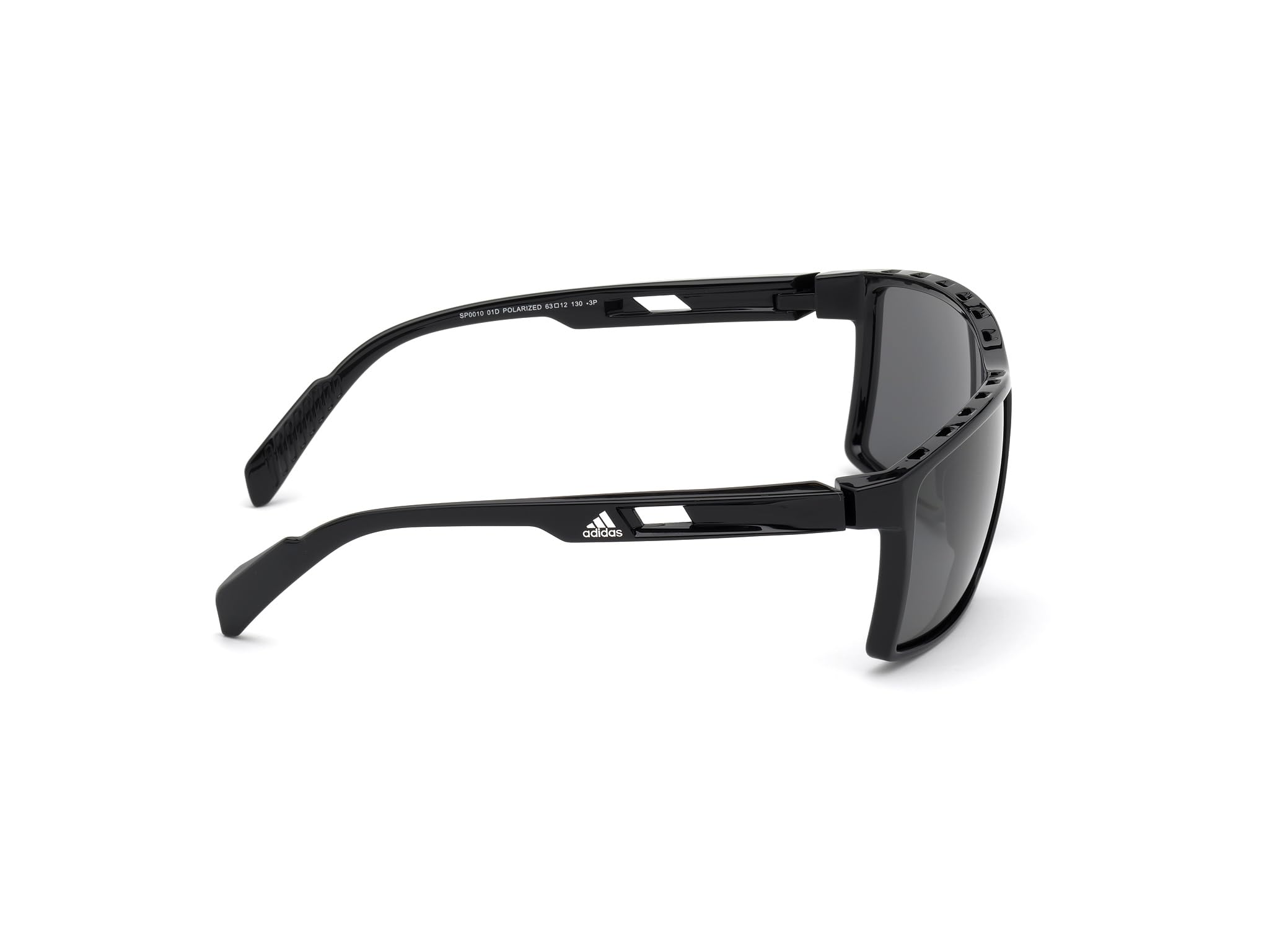 adidas Men's Injected Sun Glasses Round Sunglasses, Shiny Black/Smoke Polarized, 63/12/130