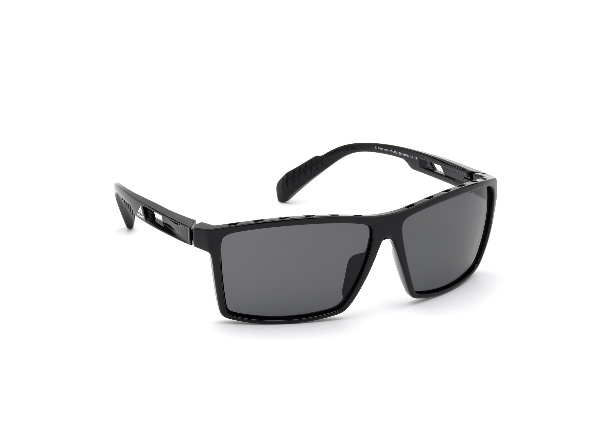 adidas Men's Injected Sun Glasses Round Sunglasses, Shiny Black/Smoke Polarized, 63/12/130