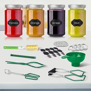 Canning Supplies Starter Kit, 11pcs Canning Kit Home Canning Tools Set for Canning Pot Manson Jars - Jar Lifter, Lid Lifter, Jar Wrench, Funnel, Can Tong, Jar Brush, 4 Set Canning Lids and Rings