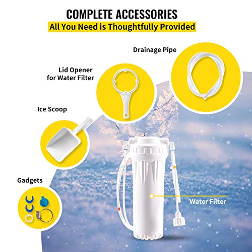 VEVOR Commercial Ice Maker Machine 200LBS/24H, 710W Stainless Steel Ice Machine with 55LBS Storage Capacity, 90 Ice Cubes Ready in 11-15Mins, Includes Water Filter and Connection Hose