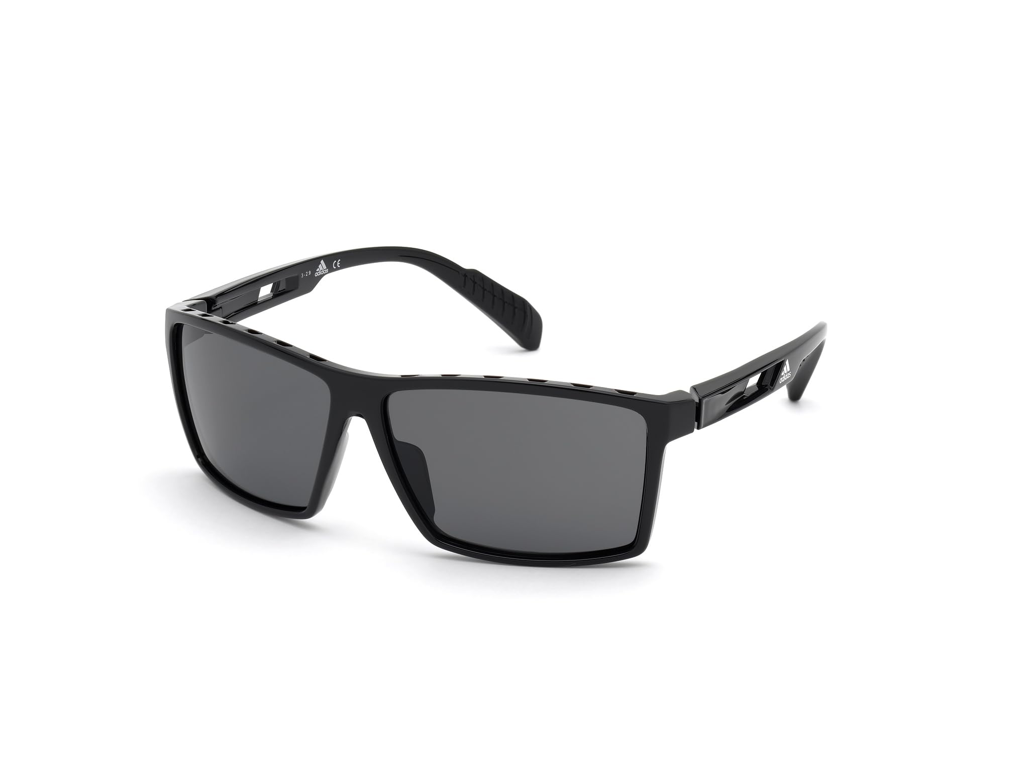 adidas Men's Injected Sun Glasses Round Sunglasses, Shiny Black/Smoke Polarized, 63/12/130