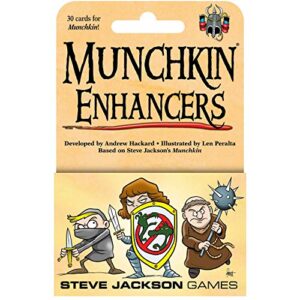 steve jackson games munchkin enhancers card game (mini-expansion) | 30 cards | adult, kids, & family game | fantasy adventure roleplaying game | ages 10+ | 3-6 players | avg play time 120 min | from