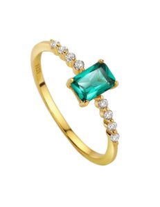 michooyel s925 dainty emerald baguette rings cz band rings 18k gold plated sterling silver fine jewelry for women