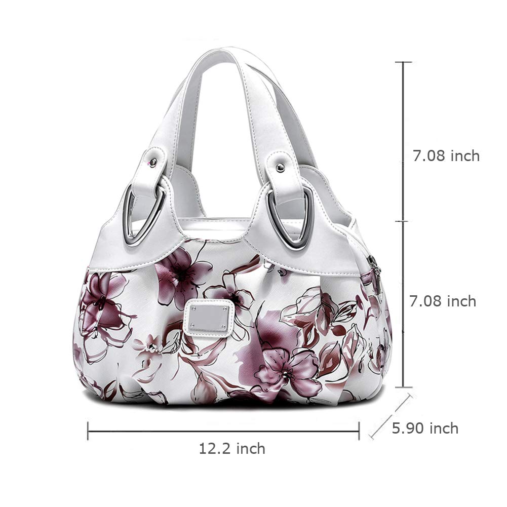 Barsine Vegan Leather Purse for Women Fashion Hobo Style Floral Handbag