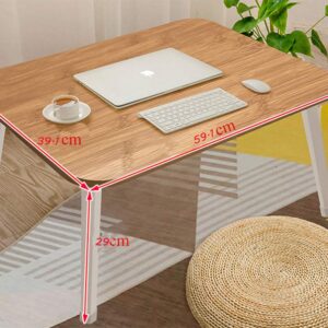 LKBBC Foldable Laptop Desk for Bed, Bed Laptop Table, Foldable Portable Lap Bed Tray, 23.6 Inch Floor Table for Drawing, Reading and Writing, Bamboo