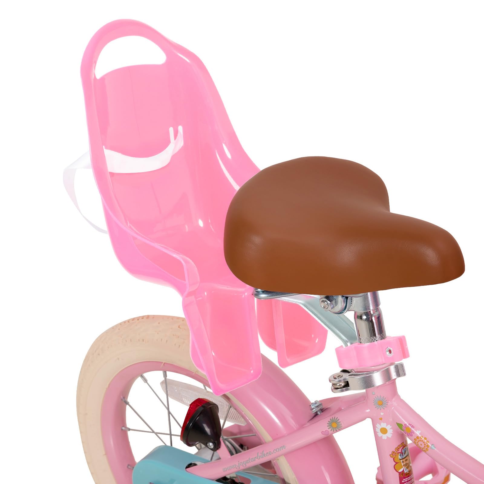 JOYSTAR 14 Inch Kids Bike Little Daisy Girls Bike with Training Wheels Doll Bike Seat Basket & Streamers Princess Kids Bicycle for Girls Toddler Bike 3-5 Years Pink