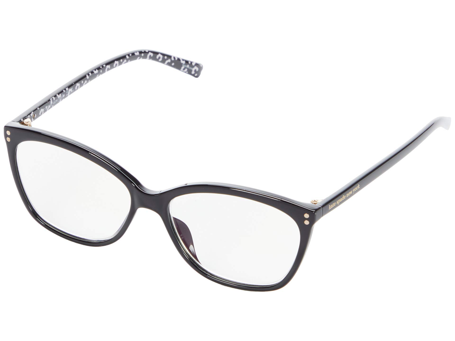 Kate Spade New York Women's Milena Blue Light Reading Glasses Cat Eye, Black/Demo Lens, 55mm, 15mm + 2